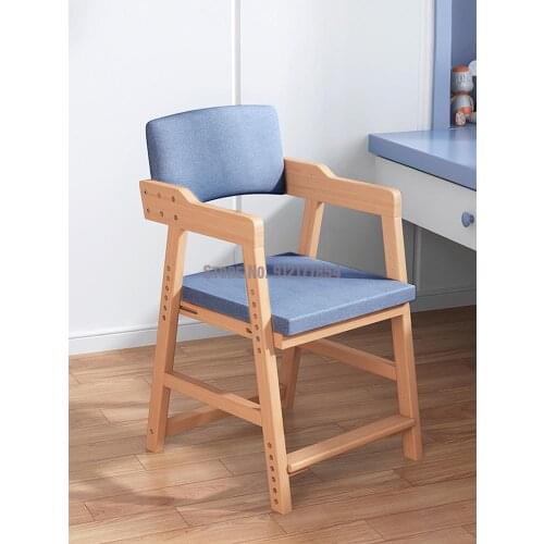 Solid wood childrens learning chair liftable writing chair dining chair primary school student chair sitting posture correction
