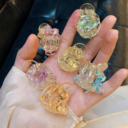 Women Girls Sweet Korean Sylte Bear Hair Claws Small Size Hair Clips Hairpins Fashion Transparent Hair Accessories Hairgrips