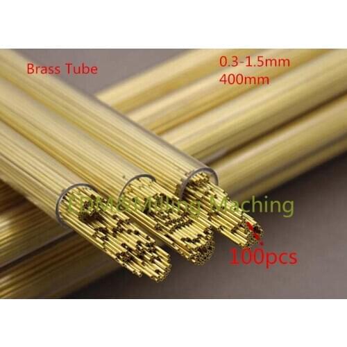 100pcs EDM Wire Machine Sparks Drilling Electrodes Single Hole Brass Tubes 0.3-1.5x400mm EDM Electrode tubes
