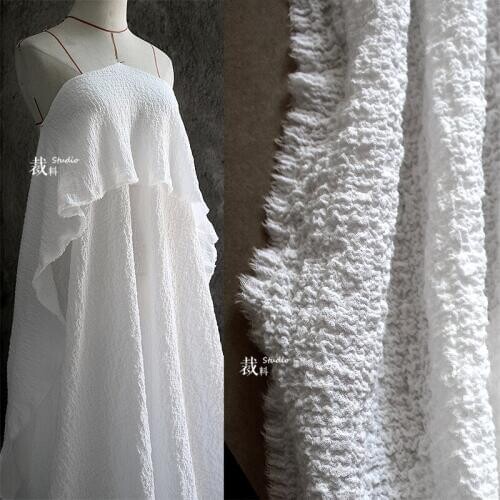 Cotton reef high-grade white texture shirt 3D solid color literary clothing designer fabrics for patchwork