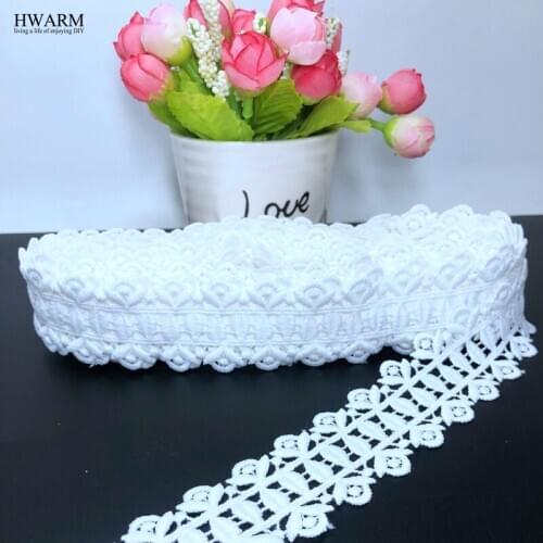 HWARM 20yard 3.8cm african lace fabric Palisade flowers arc wedding lace barcode DIY childrens clothing accessories ribbon trim