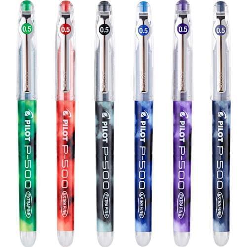 Perfect for Exam! Pilot P500 Gel Pen 0.5mm Rolling Ball Pens Extra Fine Point Student Pen Smooth Writing BL-P50 Stationery