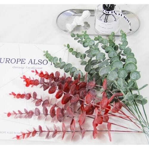 10PCS Artificial Eucalyptus Leaf Branch Simulation Green Plants Fake Flower Wedding Shooting Prop Home Decorative Garland 42CM