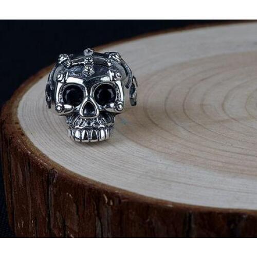 100% 925 Silver Skeleton Ring 925 Sterling Silver Skull Ring Vintage Silver Hyperbole Jewelry Man Ring Resizable