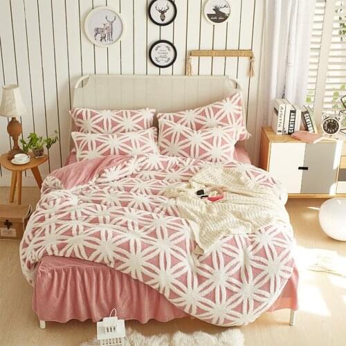 Thick fannel Duvet Cover Set Princess Bedding Set Bed skirt Pillowcase warm Duvet Cover Bed Quilt Bedlinen Bedclothes