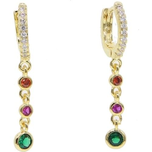 COLORFUL cute lovely round cz drop charm dangle dangling tassel earring 2021 new arrived fashion jewelry for women