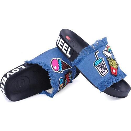 Women Summer Flat Lovely Open The Toe Sandals Casual Sweet Lady Comfortable Denim New Arrival Peep Toe Shoes 20161216