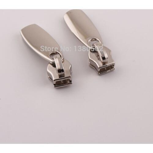 10pcs/lot Metal Silver color alloy zipper sliders pulls zipper heads for bag backpack Sewing Accessories