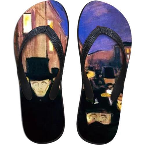 New Hot Fashional Summer Beach Flip Flops Men Slippers Shout Painting Art Printing boy Flats Shoes For Edvard Munch Master piece