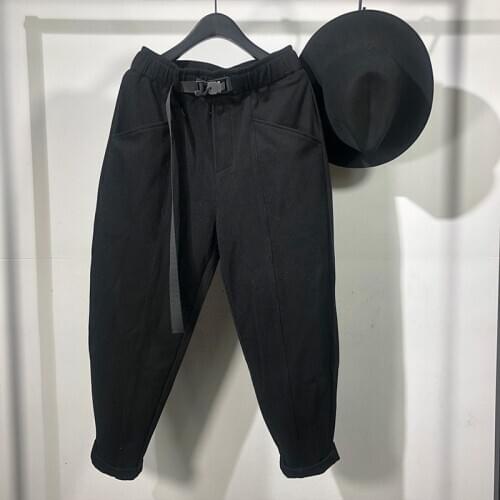 Owen Seak Men Casual Cargo Harem Pants High Street Wear Hip Hop Ankle Length Mens Clothing Sweatpants Autumn Black Pants