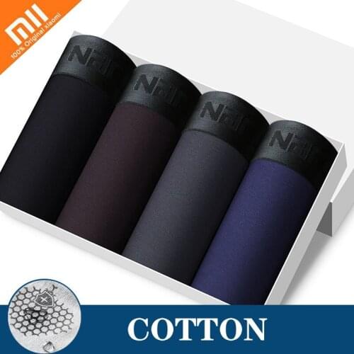 Xiaomi 4PCS/Lot Man Boxer Print Shorts Underpants Male Panties Men Boxer Underwear Cotton Breathable Soft Mid Waist Briefs