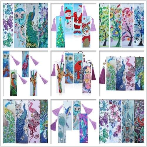 New 5D Diamond Painting Bookmarks Butterfly DIY Bookmarks Sets With Tassel Special Shape Diamond Partial Drill Arts Crafts