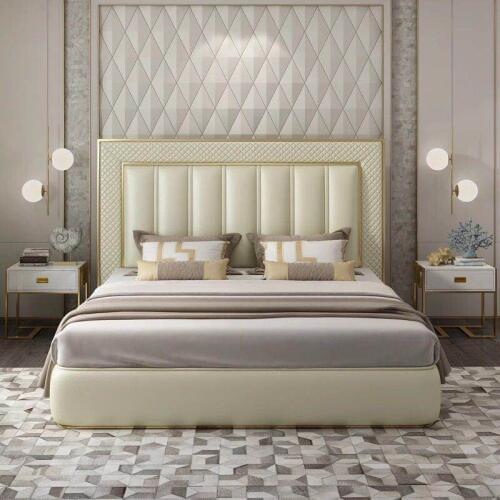 New design modern luxury adult leather bed 150 or 180 cm with storage