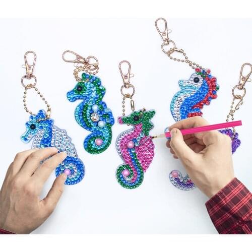 New Seahorse Diamond Painting Keychain Acrylic Board Keychain Bag Pendant Accessories 5d diamond special diy Craft Toy gift