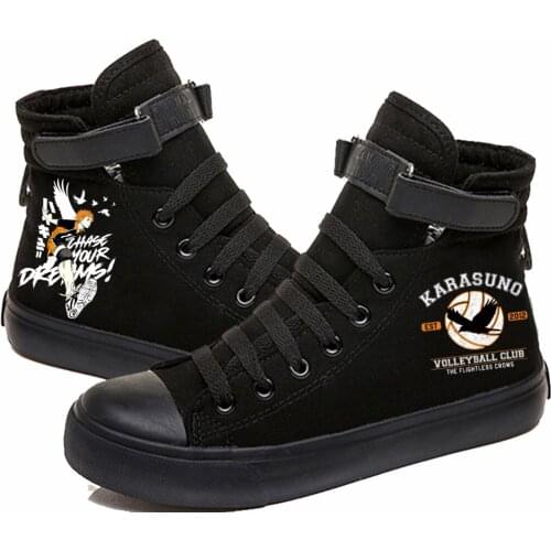 Unisex Anime Haikyuu Logo Printed Hip Hop Striped Shoe Canvas Shoes Sneakers Boots Print