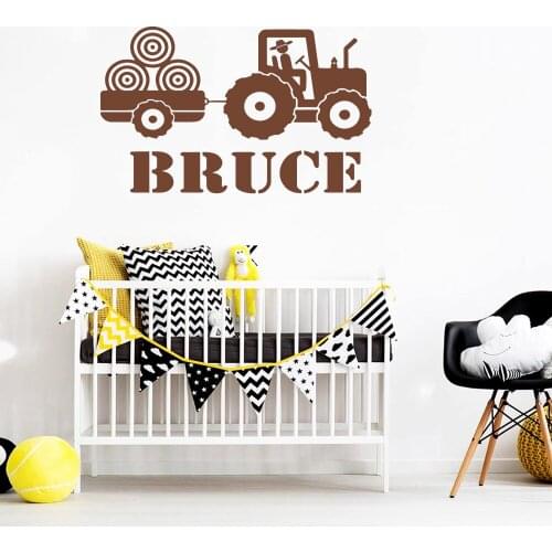 Personalized Name Wall Sticker Boys Children Room Trailer Farm Custom Name Vinyl Window Door Decals Playing Room Murals Z717