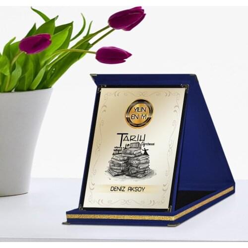 Personalized Best History Teacher Of The Year Navy Blue Plaque Award-1