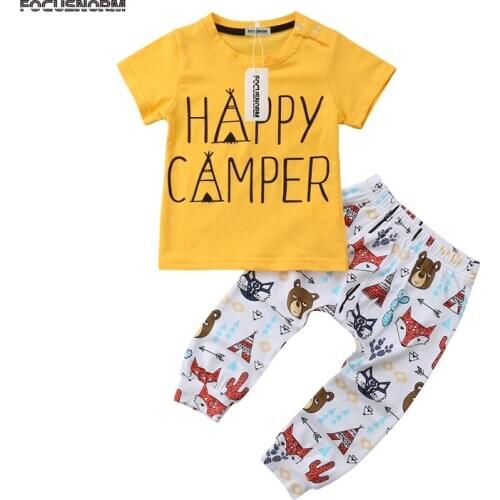 Pudcoco USPS Fast Shipping New Fashion Animals Newborn Baby Boys Girl Clothes Tops T shirt Pants Outfit Set Clothes