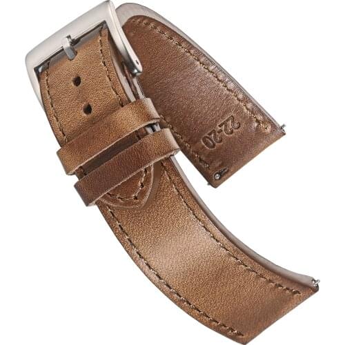 High Quality Horween Chromexcel Natural Leather Straps Brown Line Soft Wrap Handmade Watch Bands 18mm 20mm 22mm