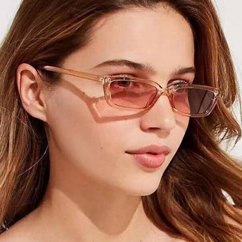 New Arrival Rectangle Frame Sun Glasses Women Men Vintage Clear Lens Small Narrow Shades For Female Hip Hop Transparent Eyewear