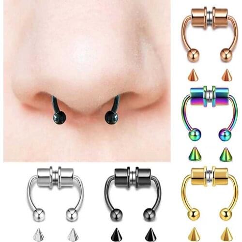 Alloy Fake Magnetic Horseshoe Reusable Bars Birthday Wedding Gifts Non Piercing Hoop for Party Fashion Unisex Nose Ring