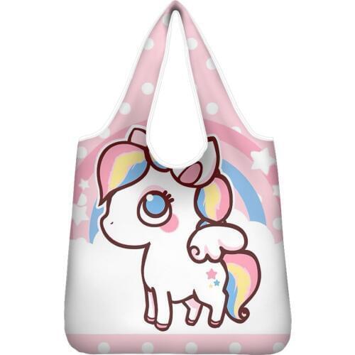 HYCOOL Tote Bag Cute Mini Unicorn Print Large Capacity Light Shopping Bags Shoulder Bag for Women Female Outdoor Travel Handbags