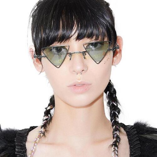 TrendyMate Vintage Punk Styles Women Triangle Sunglasses Fashion Men Hollow Out Red Lens Shades Sun Glasses for Men UV400 5256T