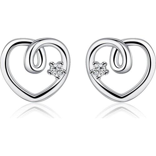 Simple Heart Stud Earrings for Women top quality Zircon Wedding Earring Jewelry Trendy Valentines Day Brincos Bijoux