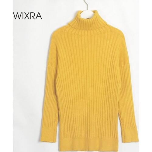 Wixra Slim Fit Knitted Sweater Womens Pullovers Turtleneck Jumper Korean Style Female Sweaters Knitwear Tops Autumn Winter