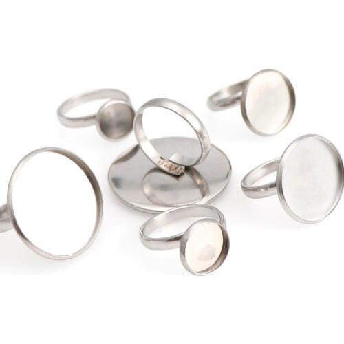 10pcs Stainless Steel Fit 10/12/16/20/25/30mm Round Base setting Ring Material Y-Type Ring Settings Base DIY Ring Findings