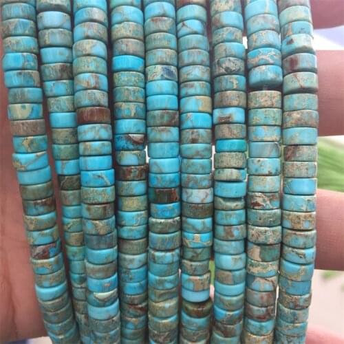2*4MM Sky Blue Sea Sediment Heishi Disc Jasper Gemstone Natural Stone Bead for Earrings Charm Bracelet Necklace Jewelry Making