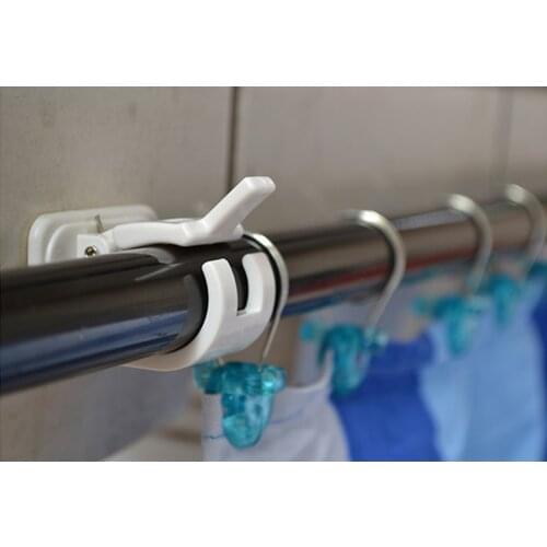 2Pcs Adhesive Shower Curtain Rods Towel Bar Hooks Clamps Curtains Organized Storage Rack Railing Holder