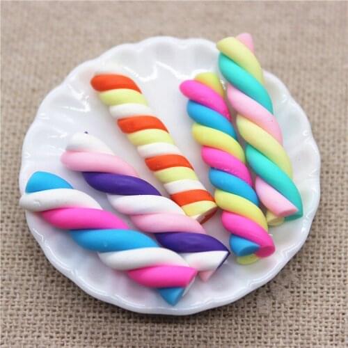 20pcs Kawaii Handmade CLay Twist Candy Bar Miniature Food Art Supply DIY Craft Decoration,25*5mm