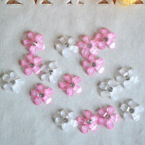 200pcs/lot 9mm cute resin flower with rhinestone flat back cabochon for DIY phone,nail art decoration