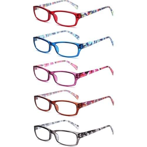 Henotin 5 Pack Reading Glasses for Men and Women Spring Hinge Oval Frames Colorful Readers Quality Eyeglasses 0.5to 6.0
