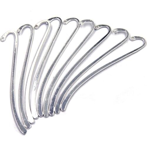 60Pcs New DIY Silver Plated Bookmarks With Loop Marque de Page Jewelry Making Findings 86mm