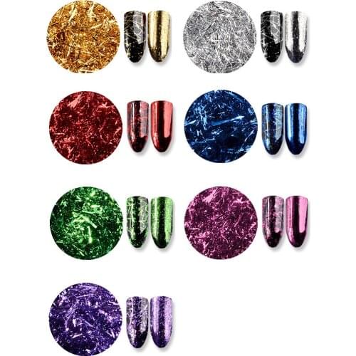 7 Colors/set Nail Art Glitter Aluminum Flakes Mirror Effect Nail Powders Irregular Sequins Chrome Pigment Sequins Glitter,7676