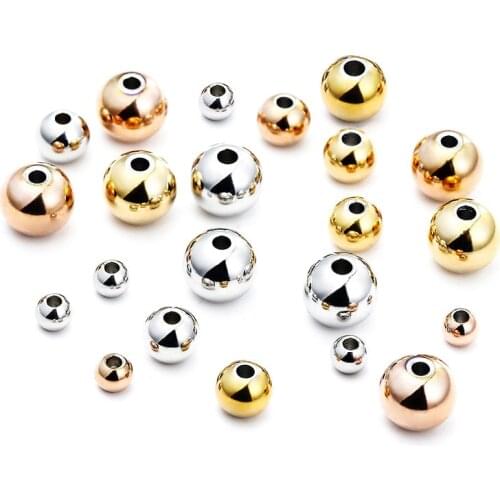 3-8MM Loose Beads High Quality Real 100% Environmentally Friendly Glossy Stainless Straight Hole Beads Jewelry & Accessories C