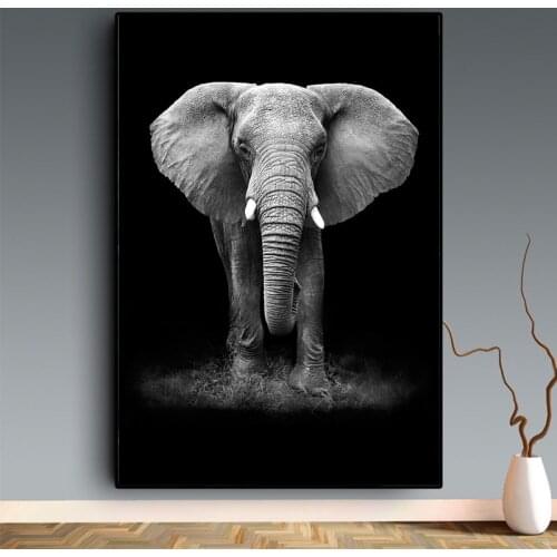 Black and White Animals Cavans Painting Nordic Elephant Posters and Prints Wall Art Picture for Living Room Home Decor Cuadros
