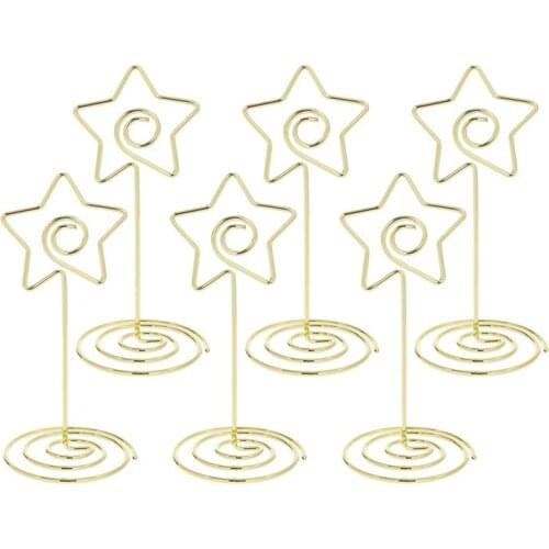 10pcs 8.5cm Table Number Card Holders Five-pointed Star Memo Photo Stand Holder Paper Note Clips for Wedding Party Table Decor