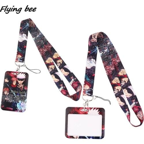 Flyingbee X1945 Jujutsu Kaisen Personality Card Holder ID Holder Bus Card Holder Staff Card Lanyard For Keys Phone DIY Hang Rope