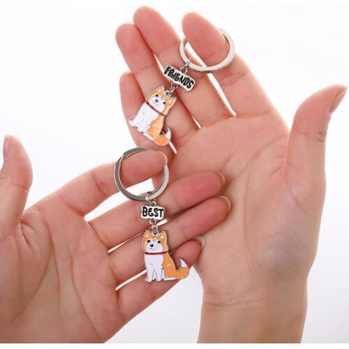 Flyingforest Lovely Alaska Husky Pendant Dog Best Friend charm Fashion Men Jewelry Gift Cute Metal Keychain Pet Key Holder gift