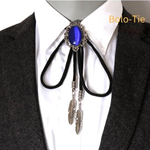 Woolen Rope Bolo Bow Tie Mens Casual Banquet Party Suit Shirt Accessories Crystal Crown Leaf Pendant New Style Bolo Necktie