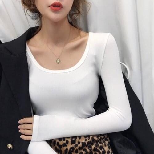 Cotton T Shirt Women 2021 Spring Autumn O-Neck Long Sleeve Plus Size Crop Tops Casual Tees Female Tshirts Harajuku Streetwear