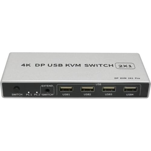 Dual Port 8K Displayport KVM Switch Compatible with USB KVM 4K/144Hz DP Switch 4KX2K/60Hz 2K / 144Hz Displayport 2 in 1 Out KVM