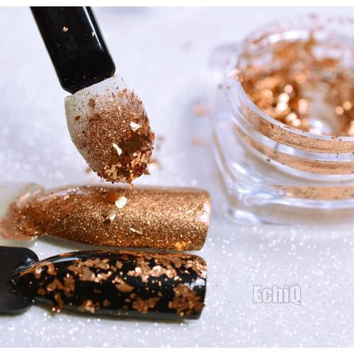 Shimmer Bronze Flakes Nail Sequins Pigment UV Nail Marble Glitter Powder Paillette DIY Nail Supplies with Stick 0.2g
