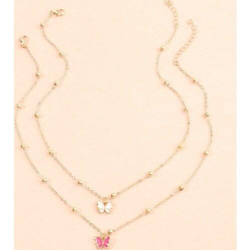 2-piece Set Sweet Necklaces for Women Small Butterfly Necklace All-match Clavicle Chain Gift To Girlfriend Accessories for Girls