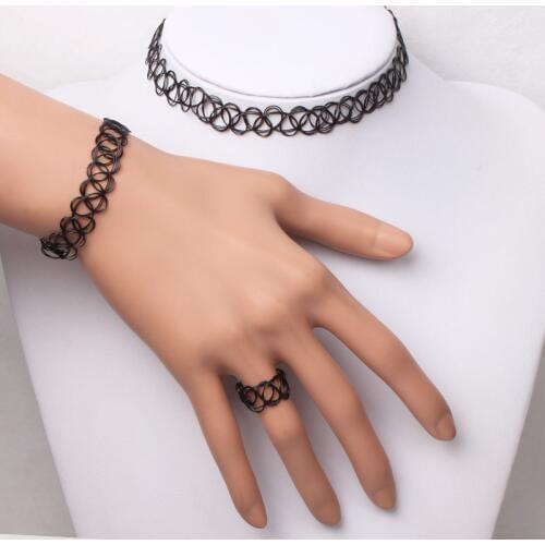 Fashion Summer Style Bracelet Women Vintage Stretch Tattoo Bracelet Set Retro Gothic Punk Elastic Adjustable Trinket Party Gift