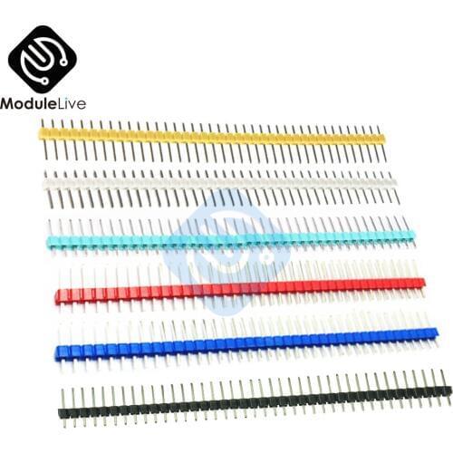 10Pcs Diy Electronic Kit Single Row 40Pin 2.54mm Round Female Pin Header Yellow Black White Green Blue Red 2.54 mm