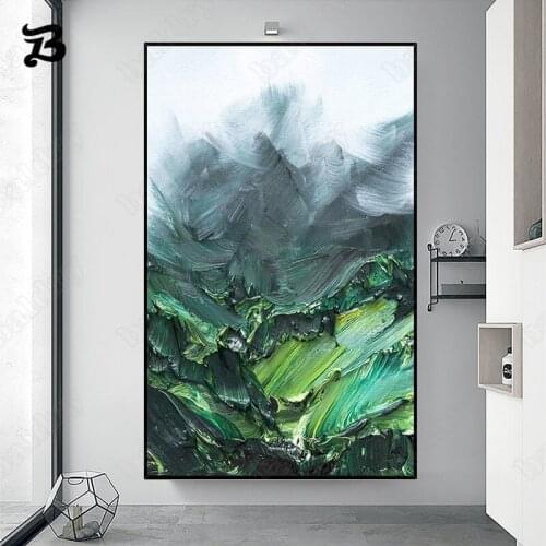 Canvas Painting Wall Art Abstract Modern Oil Painting Green Canyon Mountain Wall Picture for Bedroom Living Room Home Decoration